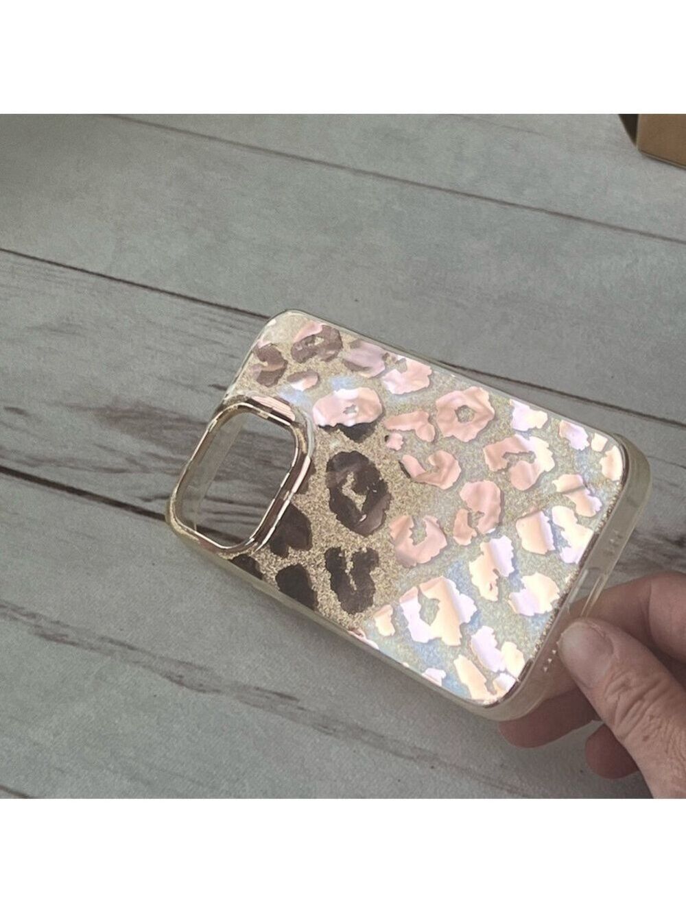 Leopard Glitter Shiny Mirror Embellishment Case for iPhone 13 Pro 6.1 inch - Picture 4 of 14